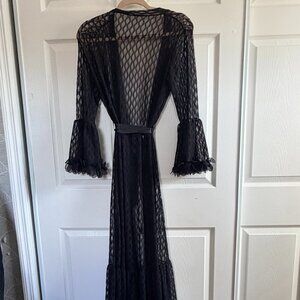 Polka Dot Mesh Robe with Flower Sleeves